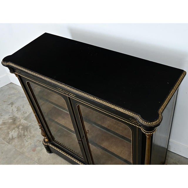 French 19th Century Ebonized Bibliotheque For Sale - Image 9 of 12