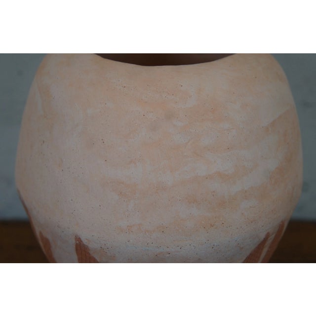 Vintage Jacqui 1975 Southwestern Mixed Media Clay Pottery Vessel Vase Urn For Sale - Image 4 of 12