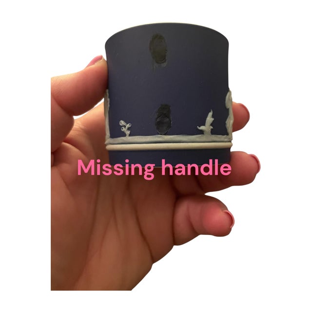 Antique 19th/Early 20th Century Wedgwood Jasperware Demitasse Cup/Saucer Cobalt Blue For Sale - Image 9 of 12