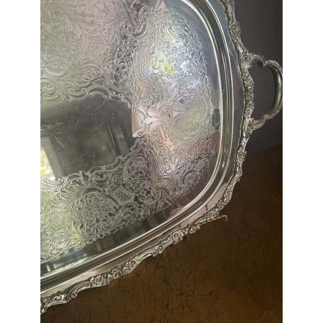 Vintage Silver-Plated Butler Tray in the "Countess" Pattern by the International Silver Company For Sale - Image 9 of 18
