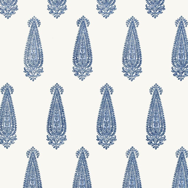 Contemporary Sample - Schumacher Katara Paisley Wallpaper in Delft For Sale - Image 3 of 3