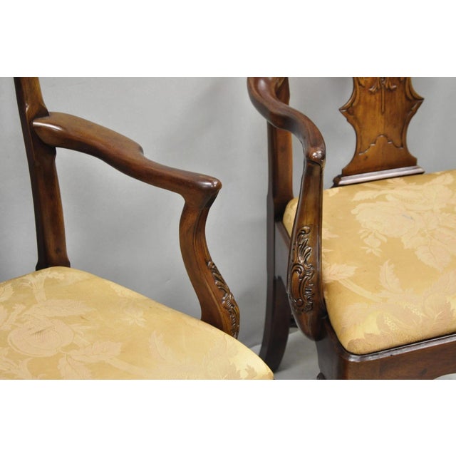 Wood Late 20th Century Henredon Aston Court Chinoiserie Georgian Mahogany Dining Arm Chairs - A Pair For Sale - Image 7 of 18