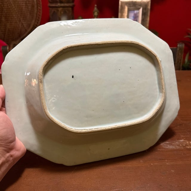Antique Chinese Blue and White Canton Porcelain Deep Platter, Circa 1830s For Sale - Image 10 of 12