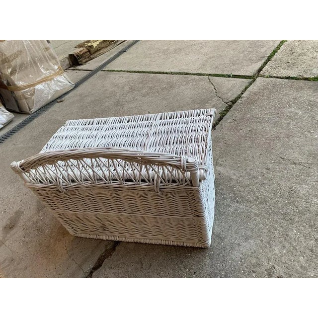1990s Vintage Wicker Chest in White For Sale - Image 5 of 6