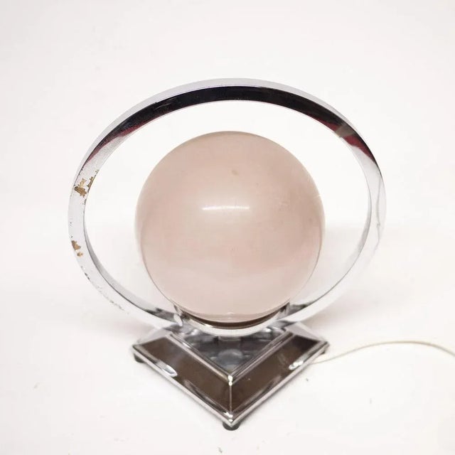 Art Deco Chrome and Globular Milk Glass Table Lamp, 1920s For Sale - Image 3 of 6