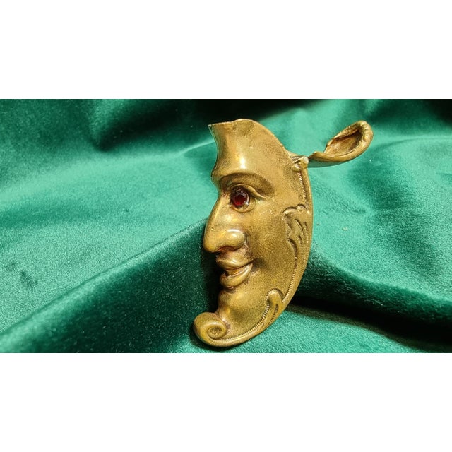 Antique Brass Match Box with Glass Eyes For Sale - Image 4 of 6