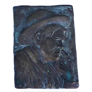 Charles Marion Russell - Self Portrait - Low Relief Bronze Plaque