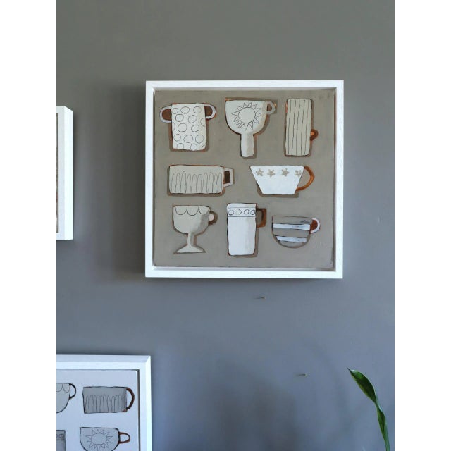 2025 Contemporary 'Cup Collective' Original Mini Naive Style Acrylic Painting by British Artist Annemarie Derrick, Framed For Sale - Image 4 of 12