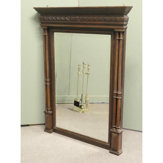 French Carved Oak Wall Mirror with Side Columns For Sale - Image 3 of 7
