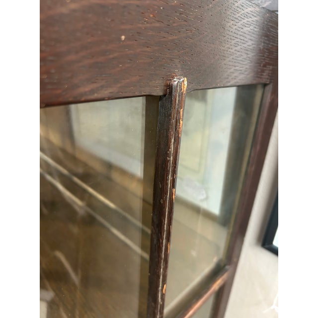 Wood Mission Style Vintage Display Cabinet For Sale - Image 7 of 11