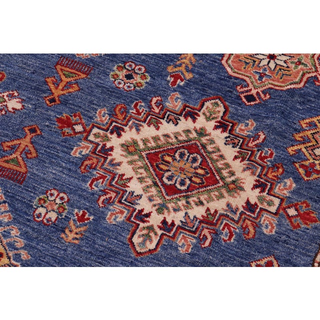 1990s Rustic Super Kazak Blue/Ivory Wool Rug - 8'8'' X 12'2'' For Sale - Image 5 of 10