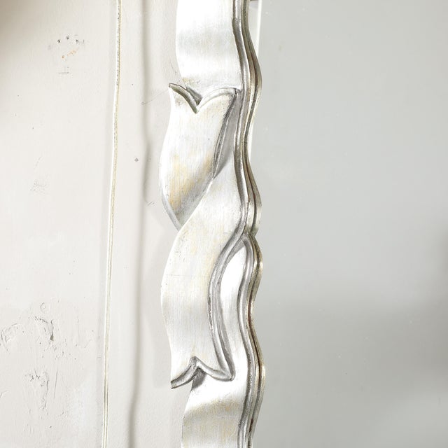 Mid-Century Modern Mid-Century Modernist White Giltwood Ribbon Mirror For Sale - Image 3 of 9
