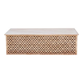 Large Bleached Modern Floral Jali Coffee Table For Sale
