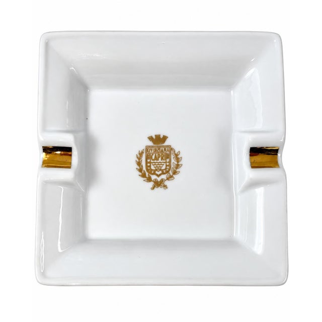 Vintage Grand Hotel Quisisana Capri Italy White Porcelain Ashtray Catchall Dish For Sale - Image 10 of 10