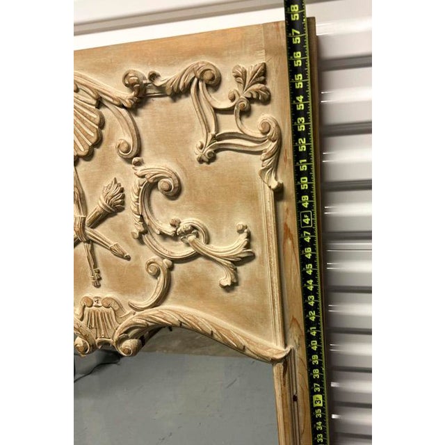 Mid 20th Century 19th Century Style French Louis XV / Rococo Revival Trumeau Mirror With Neoclassical Trophy Motif For Sale - Image 5 of 5