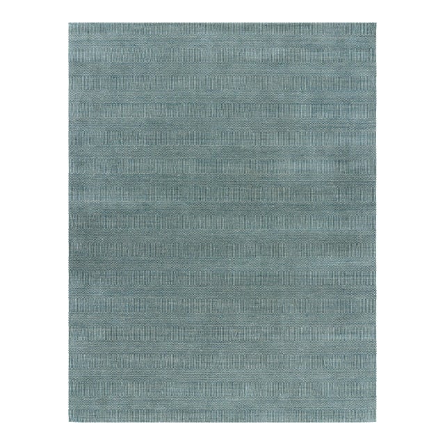 Rug & Kilim’s Modern Rug in Cream & Blue, With Stripes and Geometric Patterns For Sale