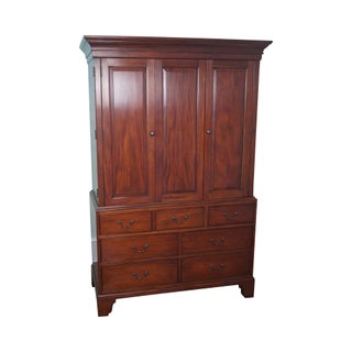Large Mahogany Chippendale Style TV Cabinet Armoire For Sale