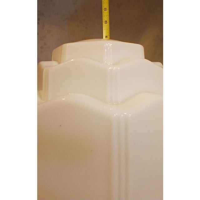 1930s Art Deco Milk Glass Skyscraper "Wedding Cake" Flush Mount Ceiling Light For Sale - Image 10 of 10