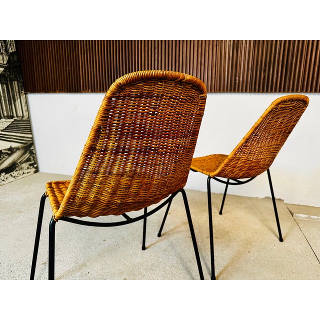 1950s Wicker Chairs attributed to Gianfranco Legler, Italy, 1950s, Set of 2 For Sale - Image 5 of 16