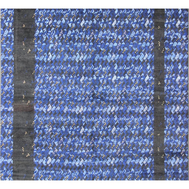Mid-Century Modern Large Blue Swedish Pile Rug in Blue by Keivan Woven Arts 10'2"x13'9 For Sale - Image 3 of 13