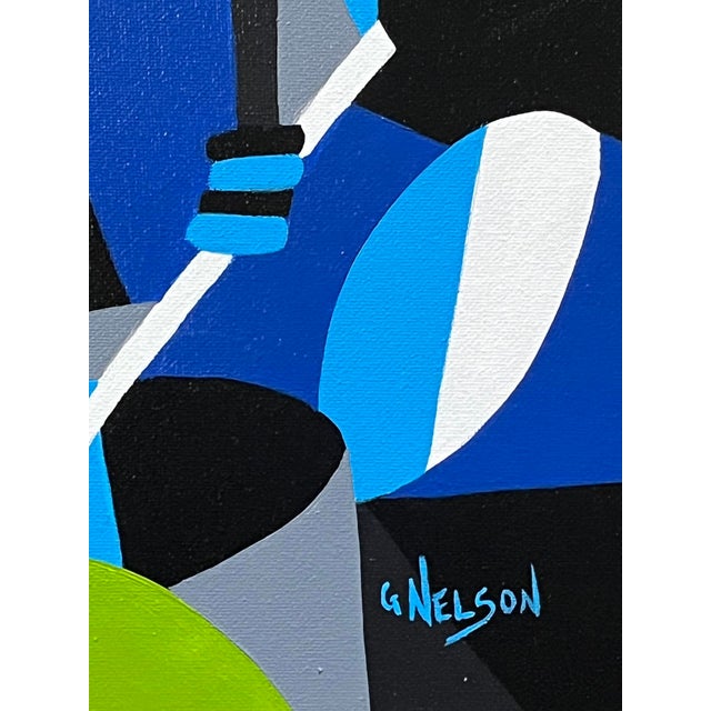 Original Modern Cubist Painting of a Jazz Drummer by G. Nelson For Sale In New York - Image 6 of 8