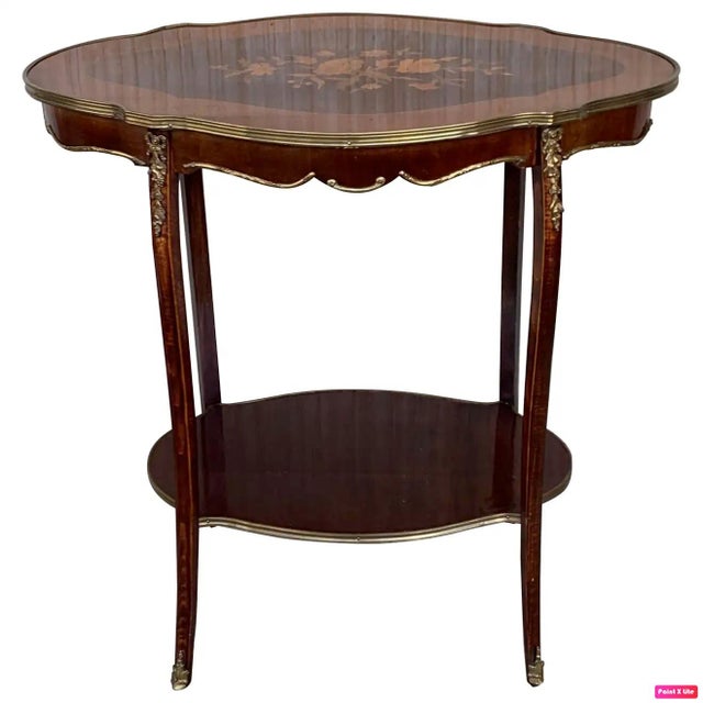 French 19th Century Louis XV Style Style With Floral Marquetry and Gilt Bronze For Sale - Image 13 of 13