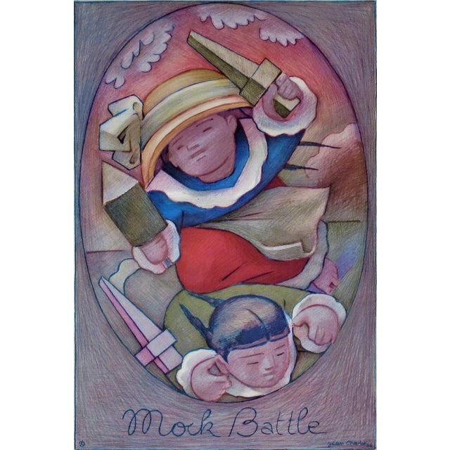 This artwork titled "Mock Battle" 1956 in an original color lithograph on paper by noted French/American artist Jean...