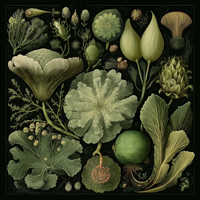 Set of 15 - 90' X 54' Evergreen Organic Modern Gallery Wall Installation Botanical Prints - Dark Green, Unframed For Sale - Image 15 of 17