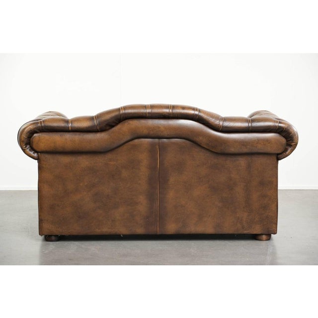 English Cowhide Chesterfield 2-Seater Sofa For Sale - Image 3 of 14