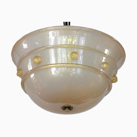 Mouth-Blown Opalescent Glass and Gold Leaf Pendant Lamp from Barovier & Toso, 1960s For Sale - Image 10 of 10