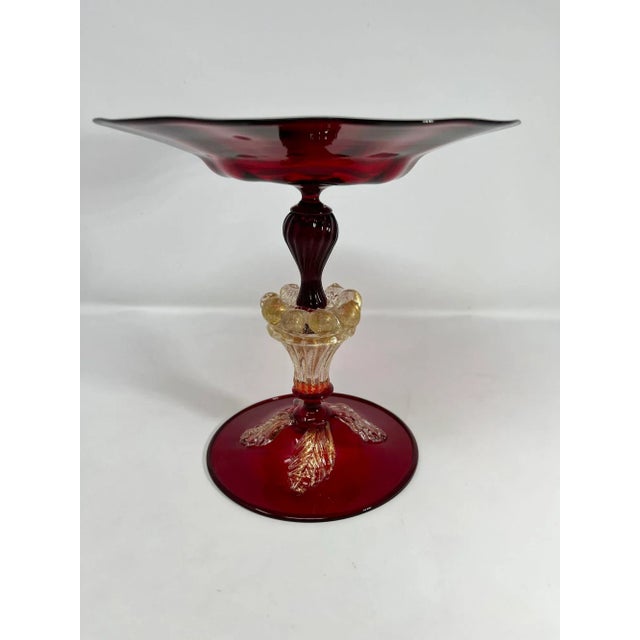 Traditional Vintage Murano Glass Compote For Sale - Image 3 of 6