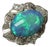 Late 20th Century Fine 7.41ct Natural Untreated Black Opal 2.06ct Diamond Platinum Ring Size 6 For Sale