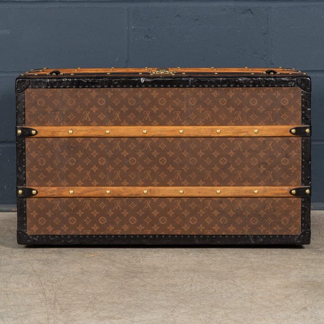 Black Antique Steamer Trunk in Monogram Canvas from Louis Vuitton, France, 1920s For Sale - Image 8 of 18