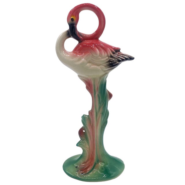 1940s Mid-Century Pink Flamingo Ceramic Tabletop Statue Set by Brad Kealer, 2 Pieces For Sale - Image 11 of 18