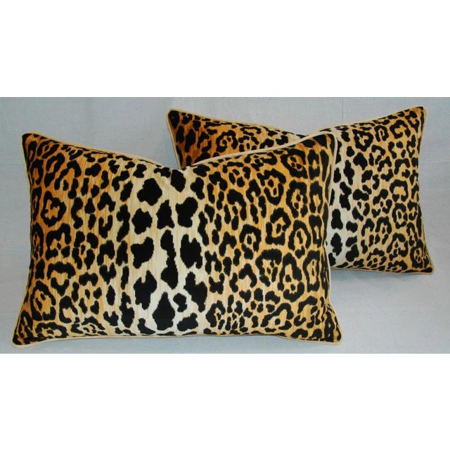 Pair large custom-tailored pillows in a new/never used ultra-soft 100% printed velvety, low-nap fabric depicting a safari...