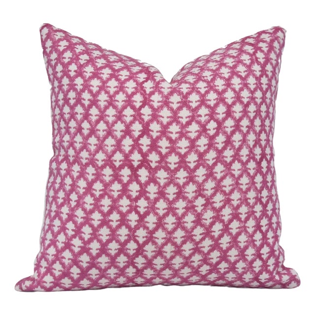 Pink and White Handmade Floral Decorative Pillow Cover 14x14 Inch- Pinkcity Jaal For Sale