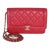 Red Quilted Lambskin Hold The Line CC Wallet On Chain For Sale