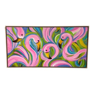 "Happy Flamingos” by Lori Anderson Original Acrylic on Canvas For Sale