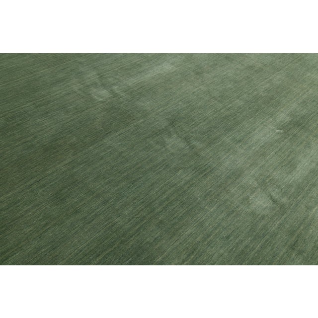 Apadana's Modern Gabbeh Hand-Loom Wool Area Rug in Emerald Moss For Sale - Image 10 of 11
