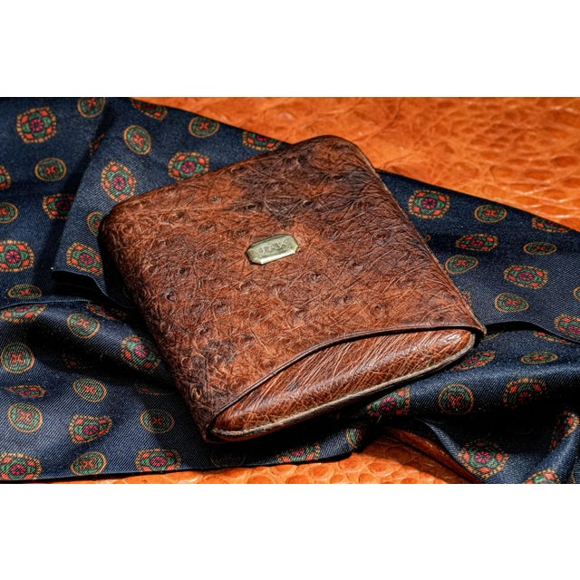 A striking piece of early 20th-century luxury, this 1920s cigar case is crafted from exquisite genuine ostrich leather,...