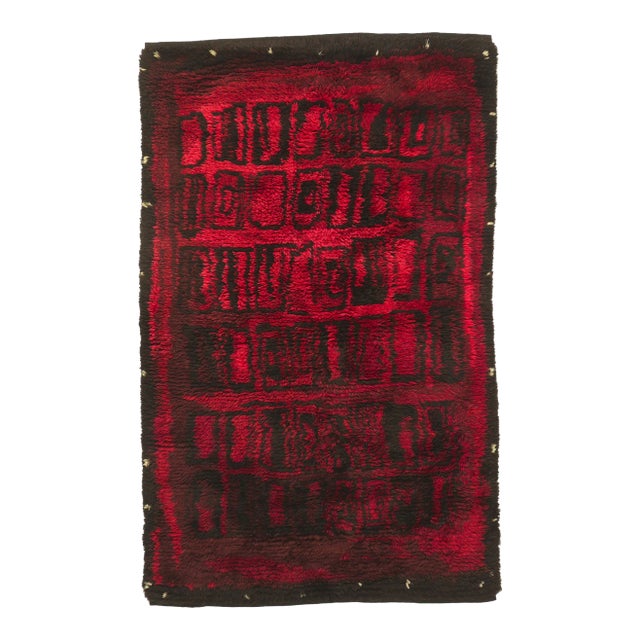 Mid 20th Century Kirsti Ilvessalo Vintage Finnish Rya Ryijy Rug, 4'3 X 6'10 For Sale