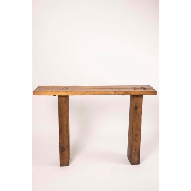 Brutalist Wood Console Table, 1970 For Sale - Image 15 of 15