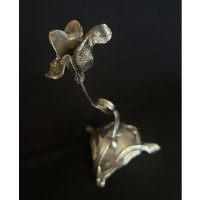 Metal Vintage/Antique Art Nouveau Silver Taper Candle Stick Holder For Sale - Image 7 of 8