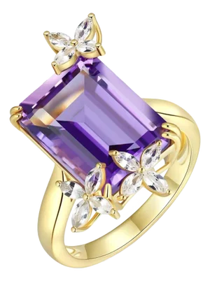 Kai Amethyst White Sapphire Butterfly Ring in 14k Gold Ring, Size 6