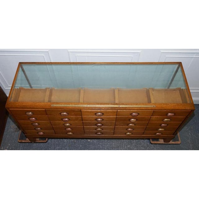 Antique Victorian English Oak Haberdashery Shop Counter with Glass Panels, 1920s For Sale - Image 12 of 18