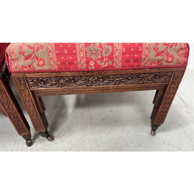 Gothic-Style Walnut Lounge Chairs, 19th Century, Set of 2 For Sale - Image 4 of 16