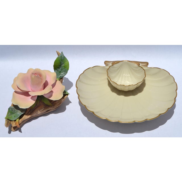 Ceramic Vintage Lenox Aegean Collection Gold Trim Shell Chip & Dip Serving Dish For Sale - Image 7 of 12