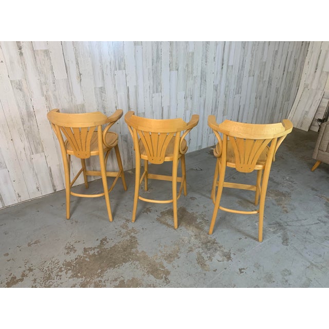 Art Deco Vintage Radomsko ZMG Polish Bentwood Bar Stool Chairs For Sale - Image 3 of 10