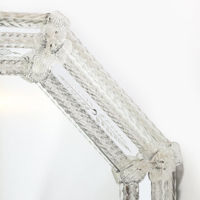 Mid-Century Venetian Braided Glass Rods & Reversed Etched Octagonal Mirror For Sale - Image 9 of 12