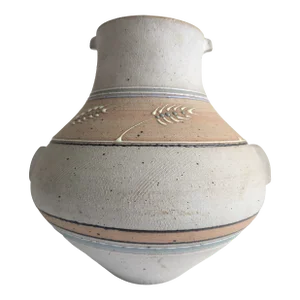 Vintage 1970s PH Artisan Pottery Stoneware Water Jug With Wheat Accents